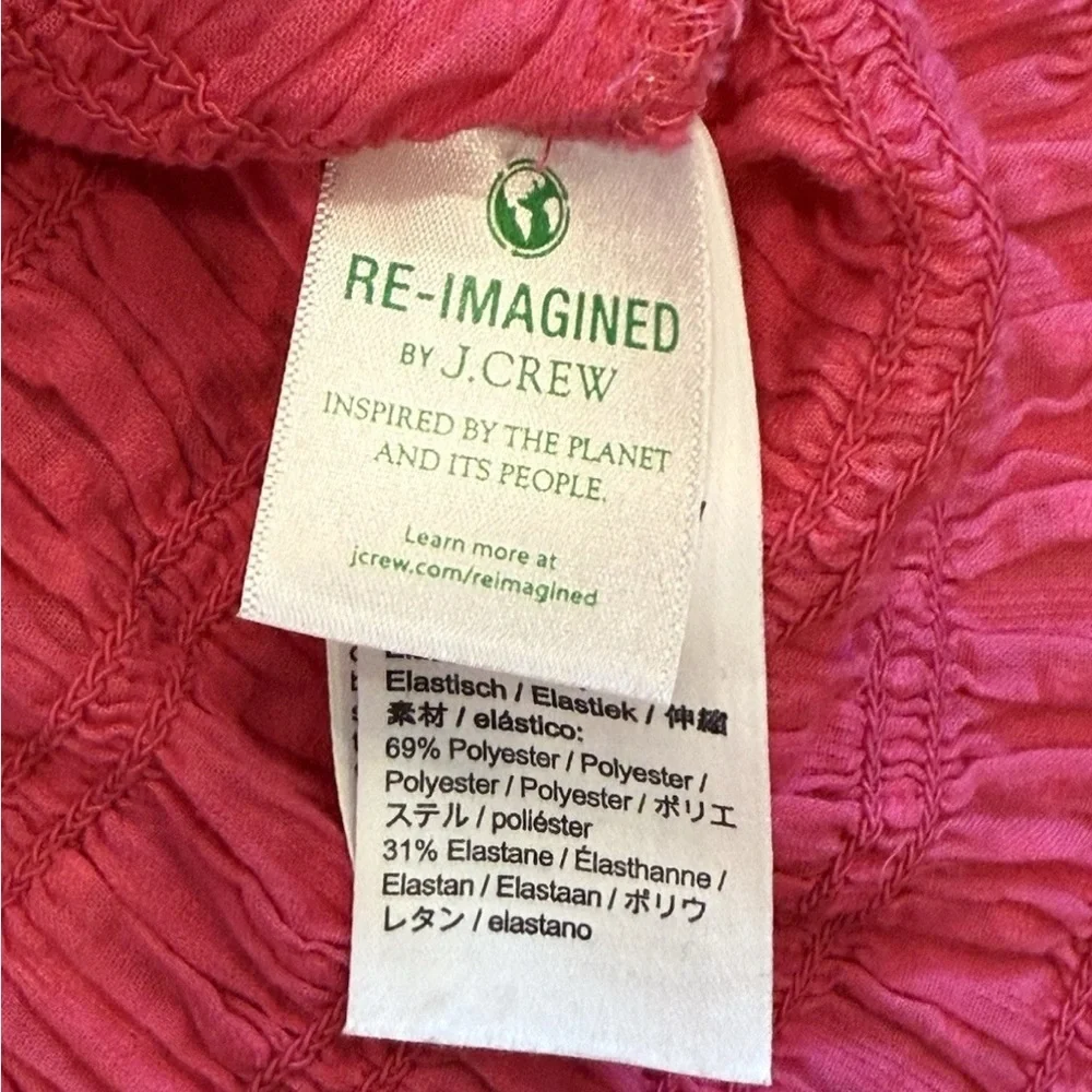 J.Crew Pink Smocked Swiss Dot Puff Sleeve Blouse Ruffle Neck S